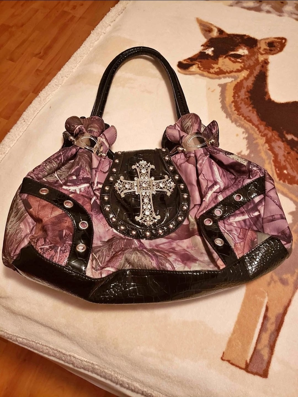 Y2K Studded Cross Accent Purple Shoulder Bag Very Trendy